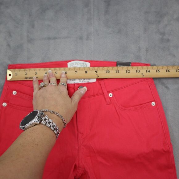 Express Pants Womens 4R Red Regular Fit Low Rise Jeans Leggings Bottom Wear - Picture 4 of 16
